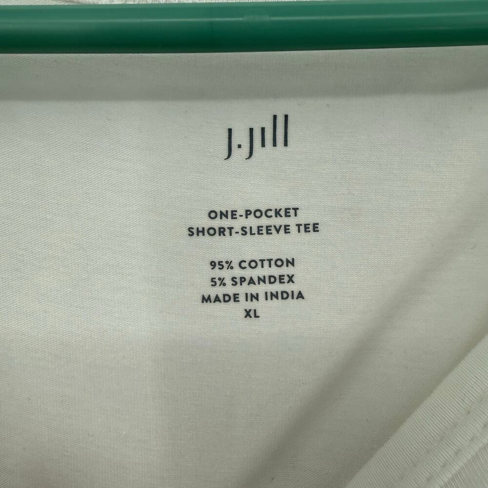 J.Jill Size XL One Pocket Short Sleeve Tee Top T-Shirt Blouse Off White Basic - Picture 4 of 5
